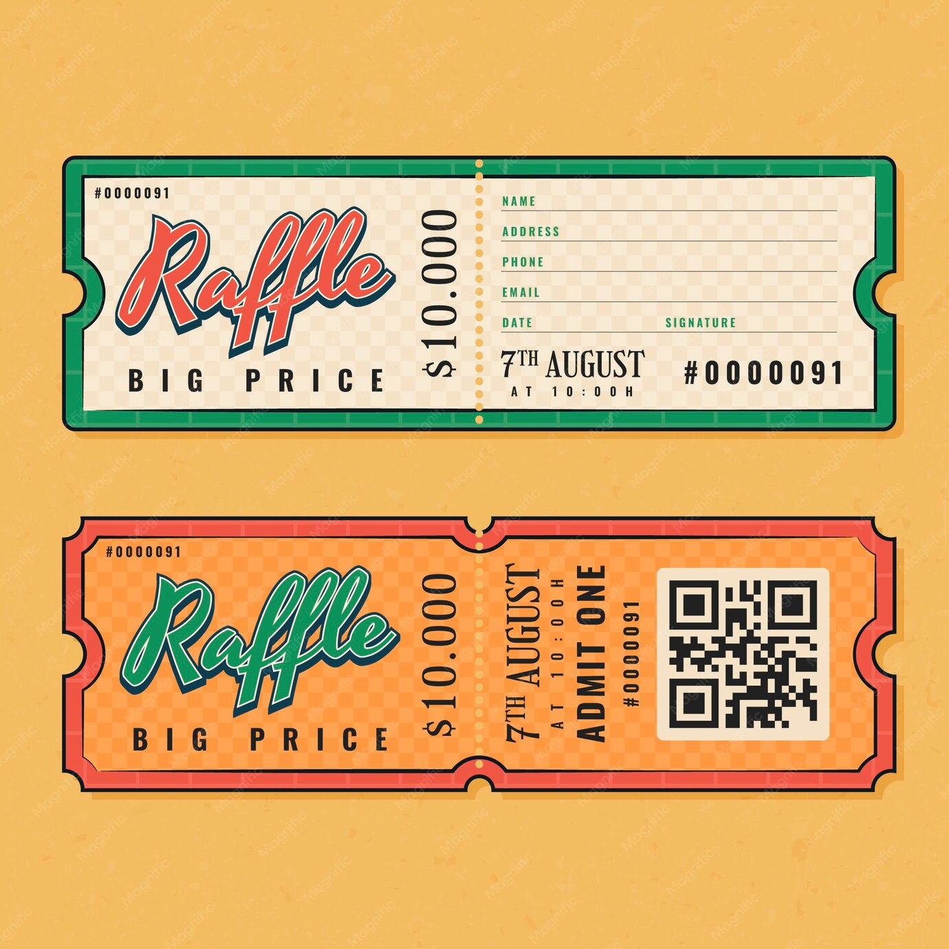Free Vector | Raffle ticket template set