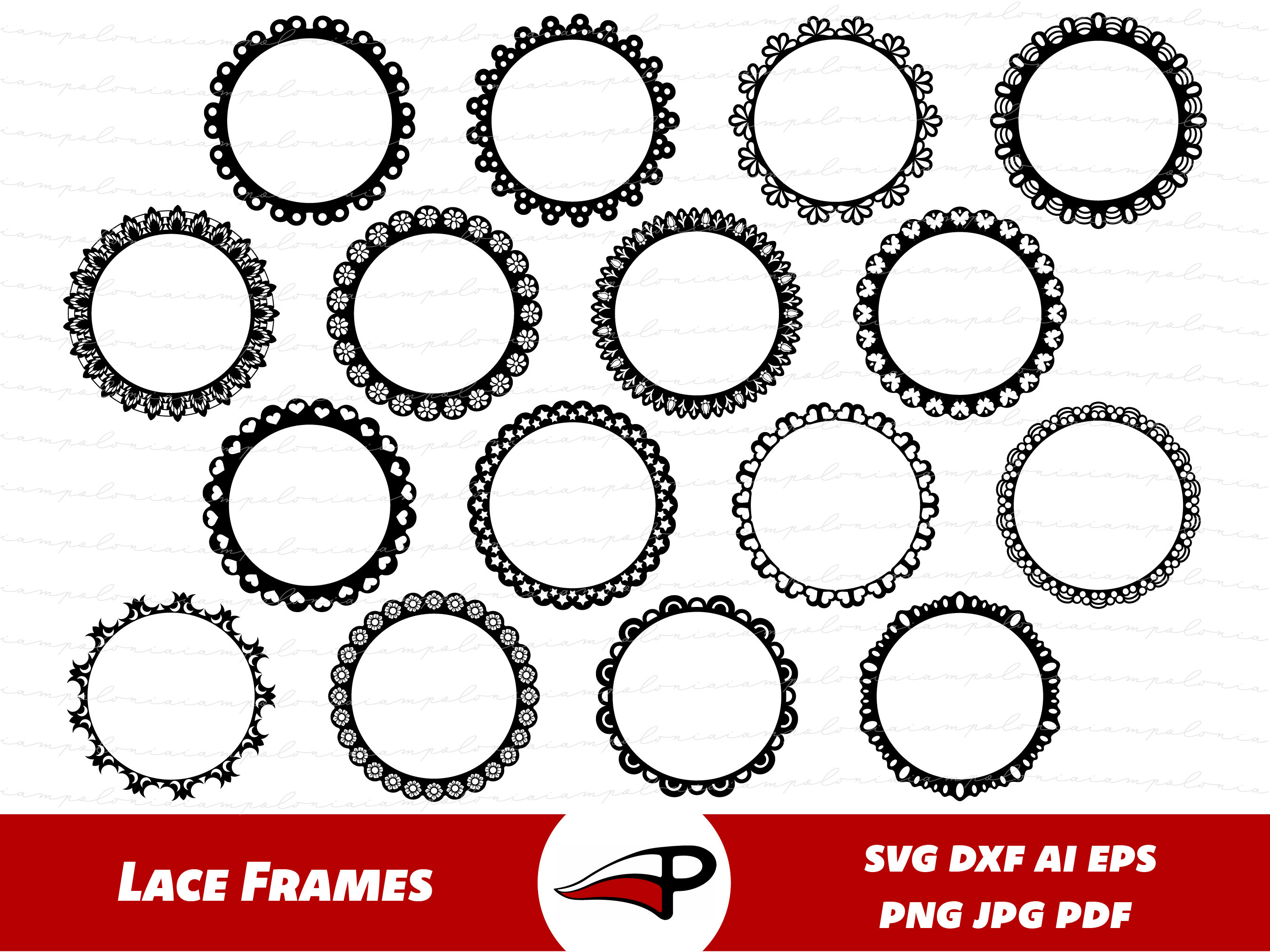 Lace Circle Frame SVG, Round Frame Clipart, Cute Border Svg, Circular