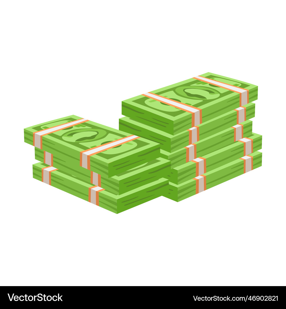 Stack of paper money cartoon heap Royalty Free Vector Image